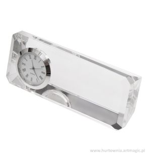 Kryształowy przycisk do papieru z zegarem Cristalino - R22186
